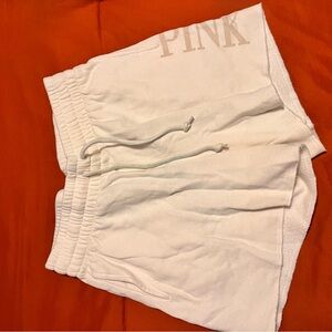 Victoria's Secret PINK fleece sweat shorts in a cream color
